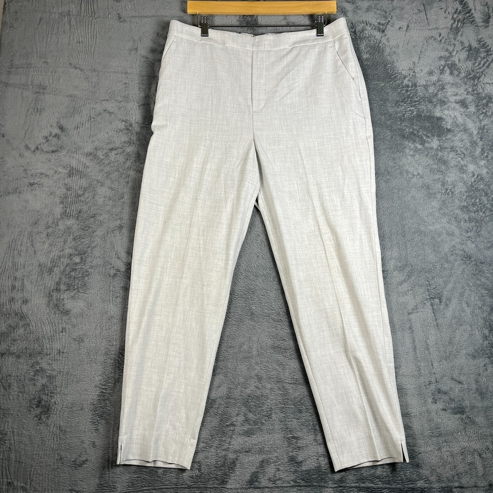 Banana Republic Hayden Pants Womens 14 Beige Textured High Rise Slim Tapered Leg